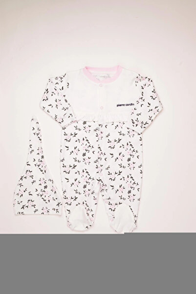 Pierre Cardin %100 Pamuk Şapkalı Çiçekli Interlok Bebek Tulum 303893