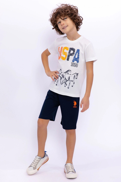 U.S. Polo Assn. Basic Krem Erkek Çocuk Bermuda Takım