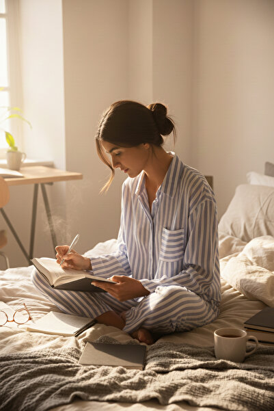 Lela Σετ καλοκαιρινής πιτζάμα με μοτίβο, χαλαρή εφαρμογή, φαρδιά πόδια ΣΕΤ ΠΙ...