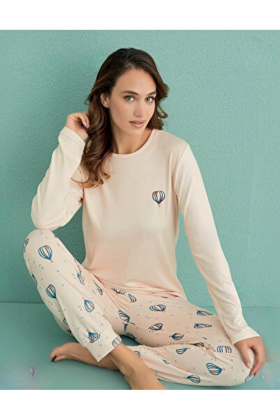 Mihra ARCAN MİHRA 14101-10 ECRU ΘΕΡΜΙΚΟ ΣΕΤ ΠΙΤΖΑΜΑ ΜΕ ΜΑΝΤΙΛΙΑ ΜΕ ΜΑΝΤΙΛΙΑ ΜΑΝΙΚΙΑ