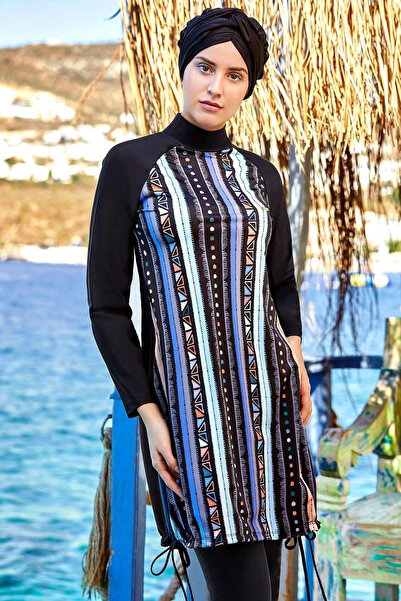 Adasea Black Hijab Swimsuit - Lycra, Long Sleeve, Full Covered 4309