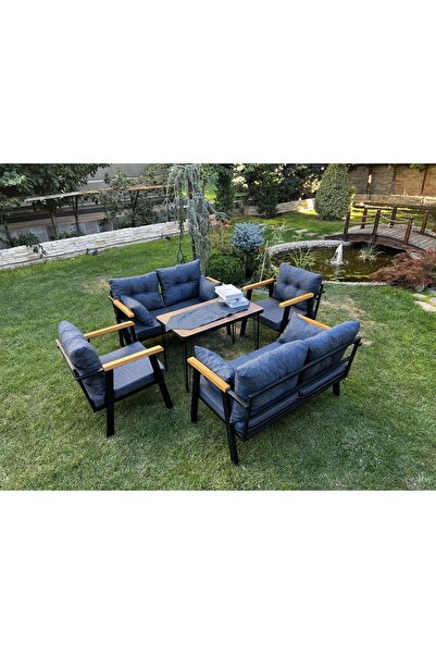 Kırlenta ERCİYES 2+2+1+1+MASA MAVİ (MİDHNİGHT) BAHÇE TAKIMI BAHÇE MOBİLYASI