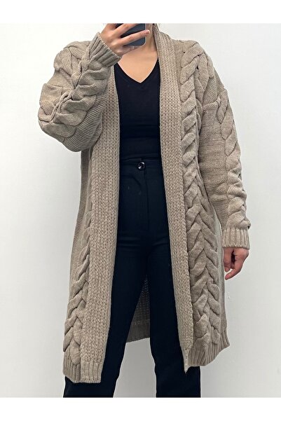 NİSUM MODA سترة صوفية سميكة محبوكة بشعر NISUM