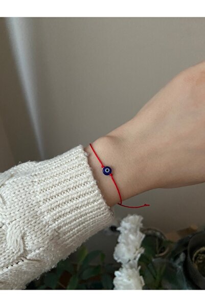 Anetta Jewelry Kadın lacivert cam nazar boncuğu kırmızı ip asansör kapama bil...