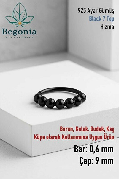 Öte Beri Öteberi 7 Top Siyah 1 Adet Halka Hızma Küpe Piercing