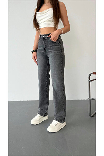 BİKELİFE Damen-Jeans mit hoher Taille und geradem Schnitt in Lycra-Effekt