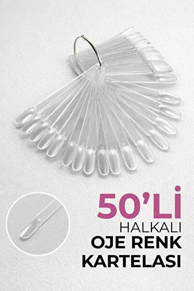RNK BEAUTY 50’li Şeffaf Nail Art Renk Kartelası – Halkalı Oje & Jel Renk Göst...