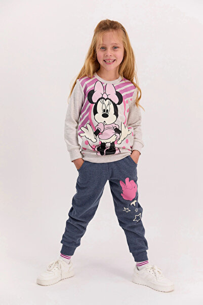 Minnie Mouse Lisanslı Bejmelanj Kız Çocuk Eşofman Takımı