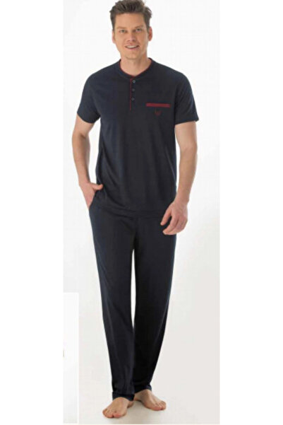 Eros Ese920 O Patch 3-Piece Pajama Set. Cotton Navy Blue