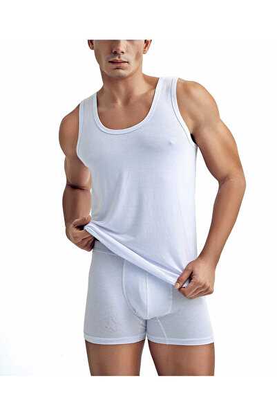 Bludream Men's 2 Pack Economic Pack White Bamboo Tank Top and Boxer Set