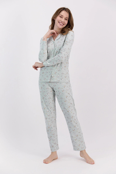 ROLY POLY Rolypoly Relax Greenmelange Women's Shirt Pajama Set