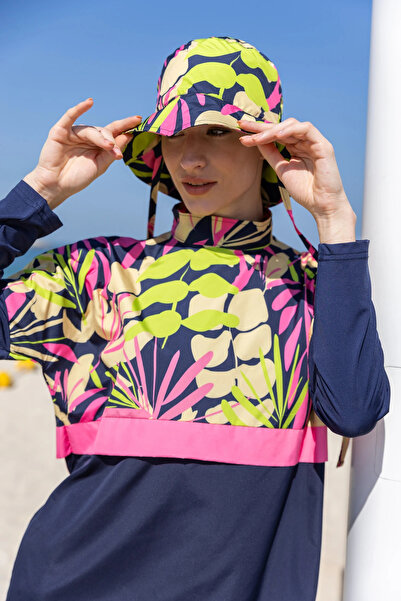 ALFASA ملابس سباحة حجاب مريحة مع قبعة قصيرة المظهر