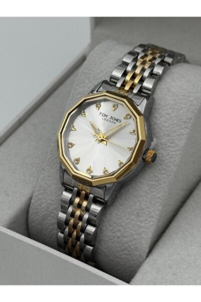 Tom Jones Women's Wristwatch with Steel Strap, Cut Glass, Gold Winding, Water...