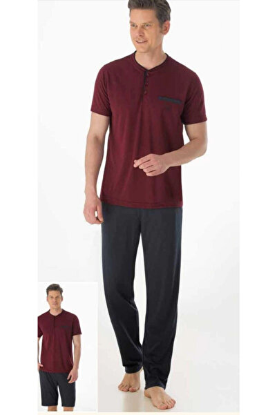 Eros Claret Red Placket Pajama Set 3 Pieces Ese920