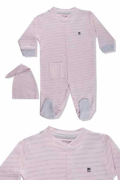 Pierre Cardin 100% Cotton Striped Baby Romper with Hat 303768