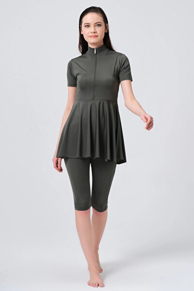 ALFASA Kloş Etekli Yarım Kol Yarı Kapalı Mayo