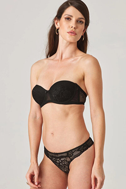 Pierre Cardin Γυναικείο Μαύρο Σετ Εσωρούχων 4586 με Σουτιέν Στράπλες και Υποσ...