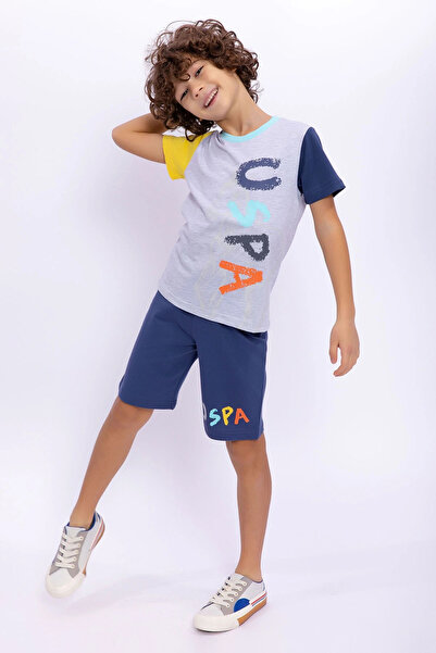 U.S. Polo Assn. Karmelanj Indigo Erkek Çocuk Bermuda Takım