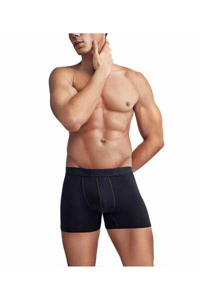 Bludream Erkek 3'lü Ekonomik Paket Siyah Bambu Yumuşak Dokulu Boxer