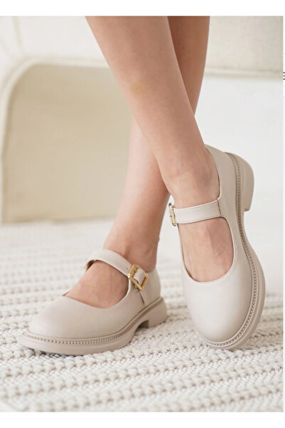 oflamaz ماري جين، أحذية نسائية من الجلد البيج، أحذية يومية مريحة وخفيفة الوزن...