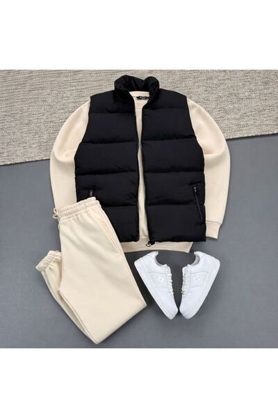 KONSEPT35 سترة رجالية بياقة دائرية مكونة من طقم فيست قطع مجموعة متناسقة