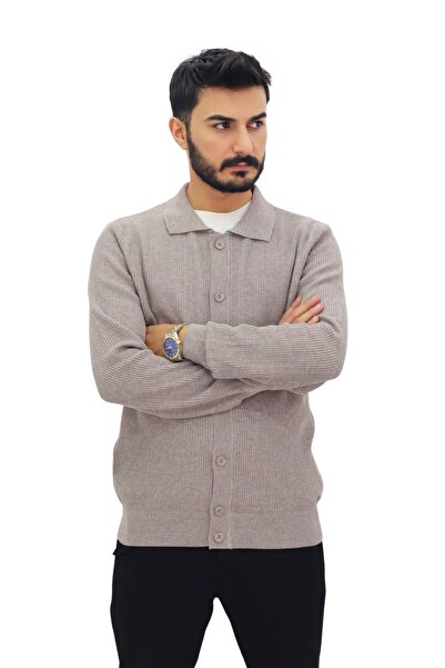 ThisBest Thessaloniki Knitted Buttoned Men's Jacket Beige