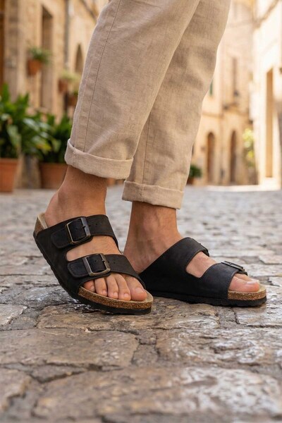 GEZER Yazlık Mantar Taban İki Toka Erkek Terlik