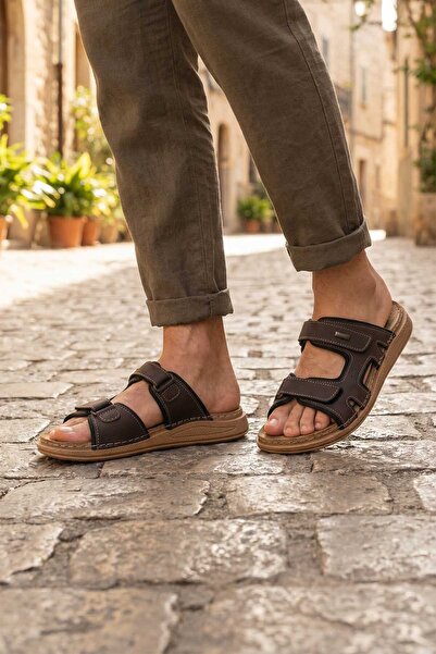 GEZER FEICHTINGEN Erkek Yazlık İç Taban Hakiki Deri Çift Cırtlı Ayarlanabilir Rahat Taban Günlük Ter