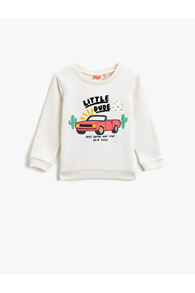 Koton Kids Potištěná mikina s dlouhým rukávem Crew Neck