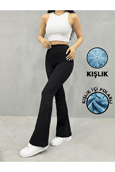 Balta Collection Kadın Kışlık İçi Polarlı İspanyol Paça Yüksek Bel Likralı To...