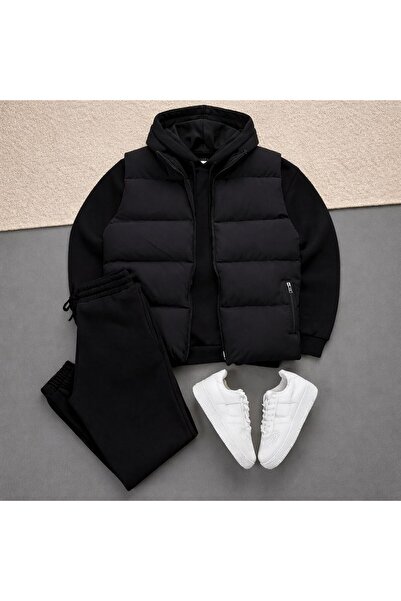 KONSEPT35 SET COMBINAT DE set cu vestă PIESE PENTRU BĂRBAȚI 3 FIȘE KA cu glugă E