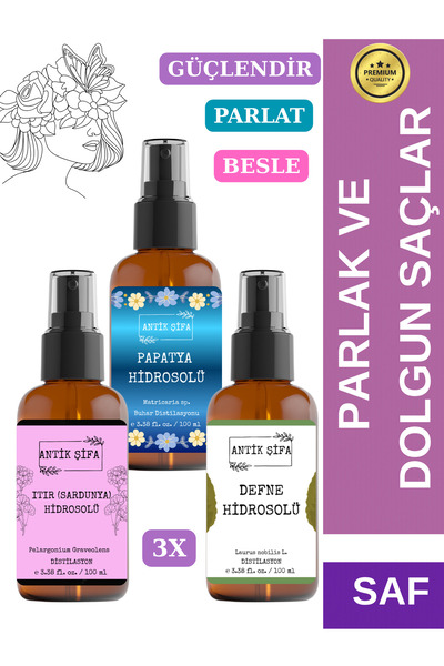 Antik Şifa Doğal Saç Bakım Spreyi Seti- Papatya Suyu, Sardunya Suyu Ve Defne ...