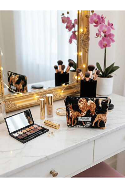 Ays Quilt حقيبة مكياج بنمط كلب