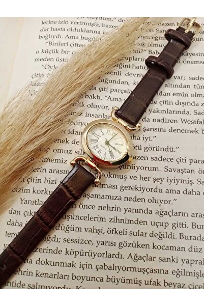CANROSE Minimal Vintage Deri Kayışlı Yuvarlak Kadın Kol Saati