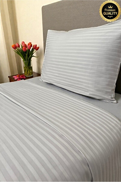 VESSİNOHOME Imperial Series Striped Cotton Satin Single Duvet Cover Set with ...