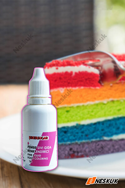 Neskuk Pembe Su Bazlı Likit Gıda Boyası 20 ml | Food Color | Pasta ve Krem Bo...