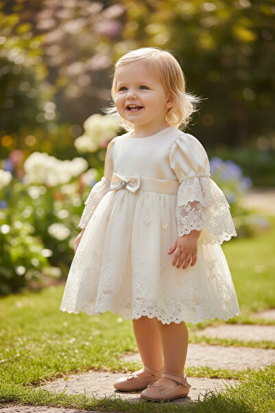 Butik Bebek Astarlı Fermuarlı Saten Elbise