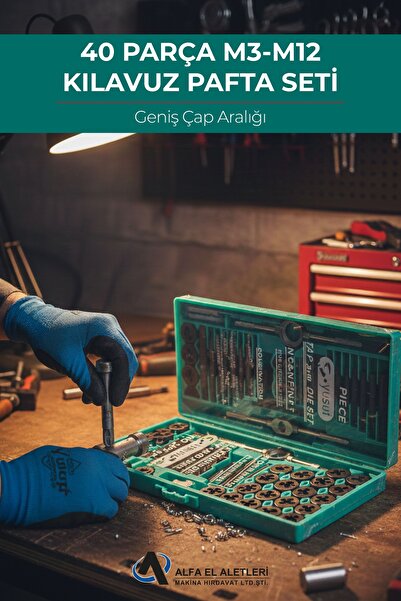 YUSUF 40 Parça M3-M12 Kılavuz Pafta Seti