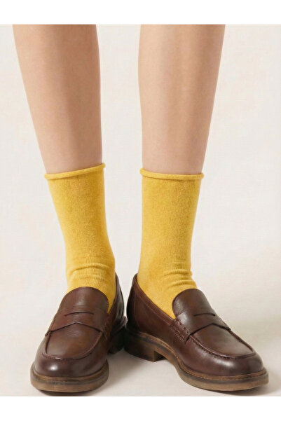 FENRA STUDIO Women's Yellow Gray Toe Seamless Healthy Non-Elastic Socks