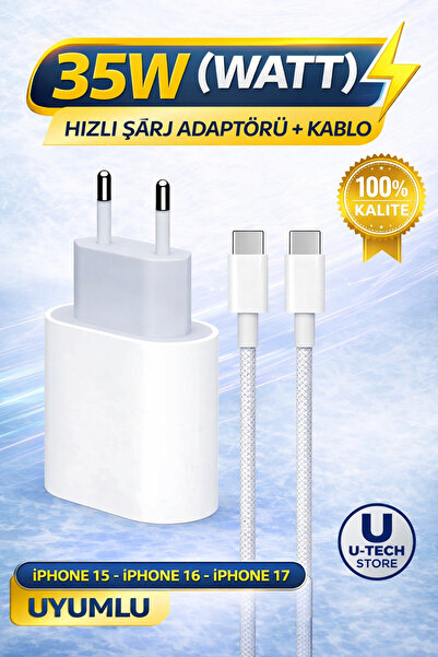 utechno 35W (WATT) Hızlı Şarj Adaptörü + Kablo İPHONE 15 İPHONE 16 İPHONE 17 ...