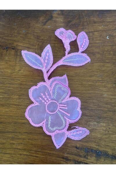 Gönülden Tasarım 18x8 cm Accesoriu pentru cusut cu flori roz transparente, care se lipesc cu fierul de călcat
