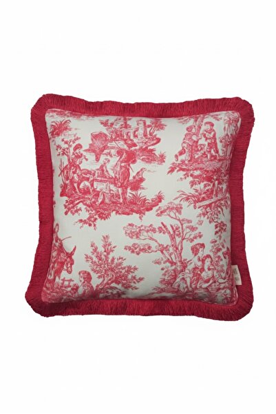 Alseko Concept Husă de pernă decorativă pătrată de 43x43 cm cu ciucuri fucsia