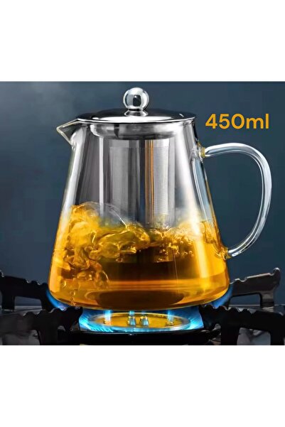 cc bin shihon ابريق شاي زجاج بمصفاة استيل صغير سعة 450ملي ابريق تقديم القهوة الانيق