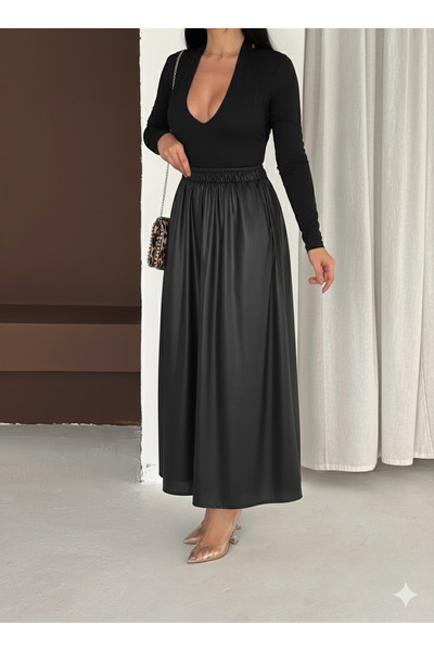 YUSUF CAN KARATAŞ KARATAŞ GİYİM FUSTE DE FEMEI CU APELARE DE PIELE, ȚESUT LAC...