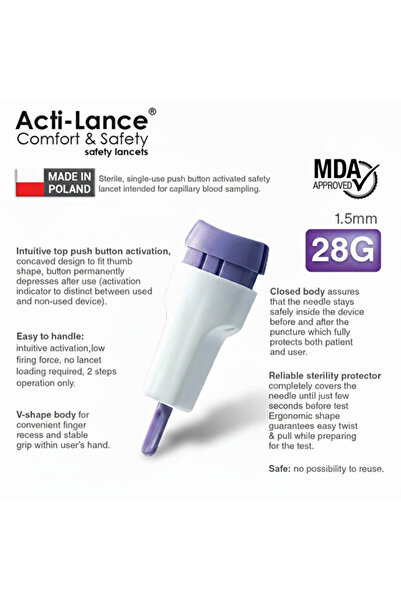ANTI-LANCE 28G عبوة ابر وخز اكتي لانس الاصلية الامنة - مكونة من 100 قطعة صناعة اوربية