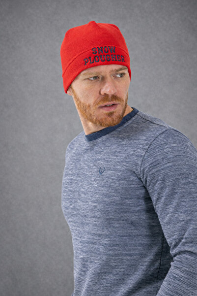 Cosy Club Shop شعار أحمر للرجال - قبعة صوفية دافئة