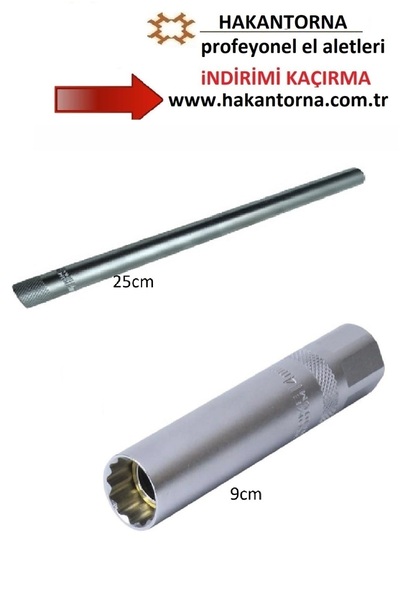 rico hırdavat Rico Buji Sökme Lokması 3/8 14 Mm Buji Lokması Yıldız 9 Cm 12 Köşe Buji Pensesi