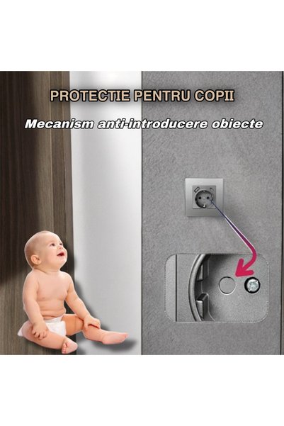 OEM Priza cu porturi USB Tip A + C, 16A 250V, 5V 2.1A, rama aluminiu, doza Ø63 mm, protectie copii