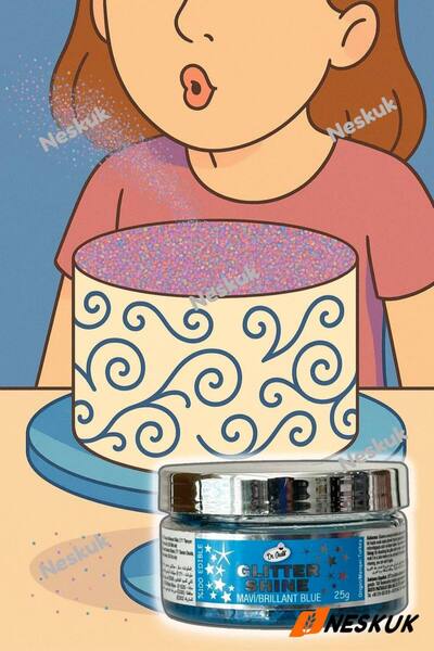 Neskuk Glitter Simli Pul Gıda Boyası Mavi 25 gr - Simli Pasta - Glitter Pasta