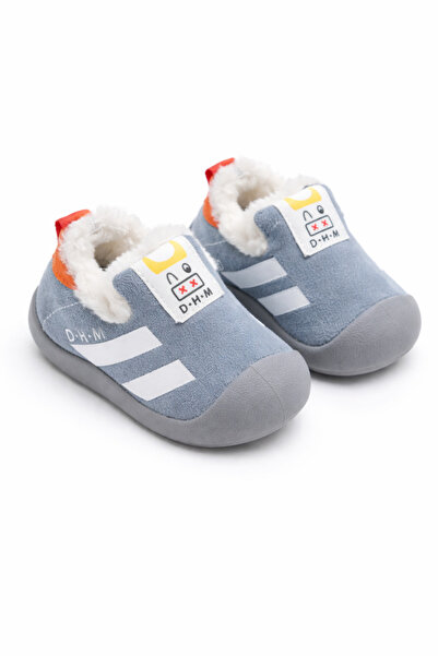 Superbaby Pantofi gri pentru băieței pentru primii pași, îmblăniți, din piele...